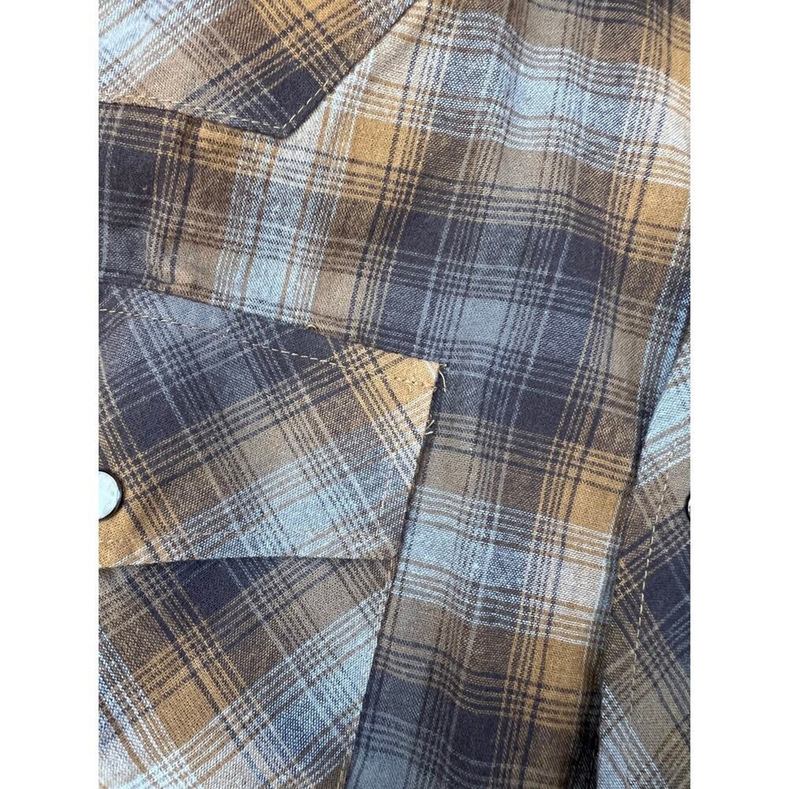 Stone Creek Brown Gray Plaid Flannel Snap Western Shirt, Men's L - Nwot — image 5 of 7